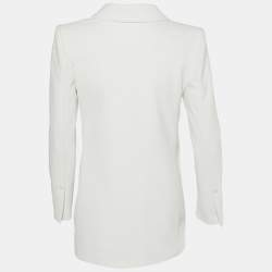Pre Owned Elisabetta Franchi White Crepe Star Button Detail Double Breasted Blazer M