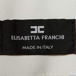 Pre Owned Elisabetta Franchi White Crepe Star Button Detail Double Breasted Blazer M