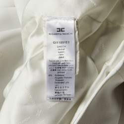 Pre Owned Elisabetta Franchi White Crepe Star Button Detail Double Breasted Blazer M