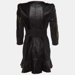 Elisabetta Franchi Black Faux Leather Mini Dress M