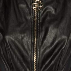 Elisabetta Franchi Black Faux Leather Mini Dress M