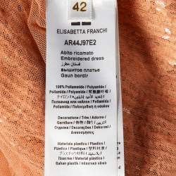 Elisabetta Franchi Rose Gold Sequin Embellished Wrap Maxi Dress M