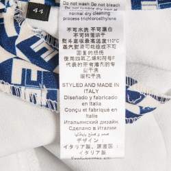 Pre Owned Elisabetta Franchi Navy Blue Monogram Crepe Straight Leg Pants M