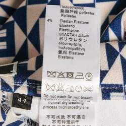 Pre Owned Elisabetta Franchi Navy Blue Monogram Crepe Straight Leg Pants M