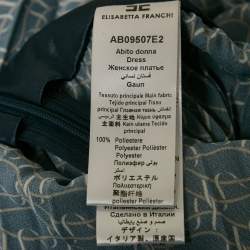 Elisabetta Franchi Navy Blue Printed Crepe Plisse Midi Dress M