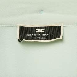 Pre Owned Elisabetta Franchi Blue Crepe Neck-Tie Detail Top M