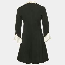 Elisabetta Franchi Black Crepe Scallop Collar Mini Dress M