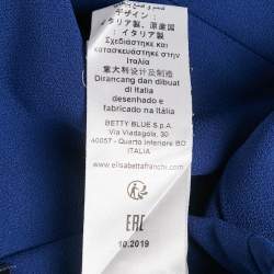Elisabetta Franchi Blue Crepe Faux Wrap Midi Skirt M