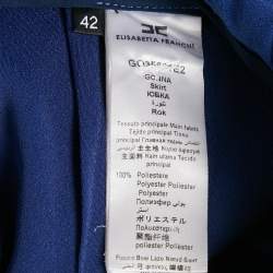 Elisabetta Franchi Blue Crepe Faux Wrap Midi Skirt M