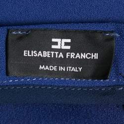 Elisabetta Franchi Blue Crepe Faux Wrap Midi Skirt M