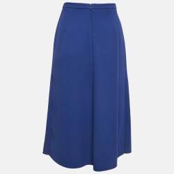 Elisabetta Franchi Blue Crepe Faux Wrap Midi Skirt M