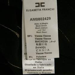 Pre Owned Elisabetta Franchi Black Lurex Knit Lace-Up Detail Maxi Dress M