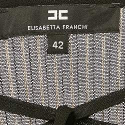 Pre Owned Elisabetta Franchi Black Lurex Knit Lace-Up Detail Maxi Dress M