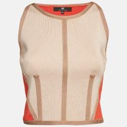 Elisabetta Franchi Orange Knit Sleeveless Top  M