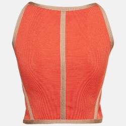Elisabetta Franchi Orange Knit Sleeveless Top  M