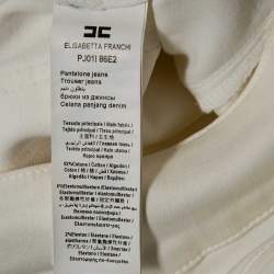Elisabetta Franchi White Denim Metal Logo Detail High Waist Jeans S Waist 25"