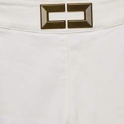 Elisabetta Franchi White Denim Metal Logo Detail High Waist Jeans S Waist 25"