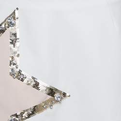 Elisabetta Franchi White Star Embellished Crepe Mini Skirt M