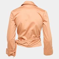 Pre Owned Elisabetta Franchi Rose Pink Synthetic Wrap Top M