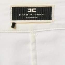 Pre Owned Elisabetta Franchi White Synthetic Wrap Shirt Blouse M