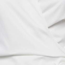 Pre Owned Elisabetta Franchi White Synthetic Wrap Shirt Blouse M