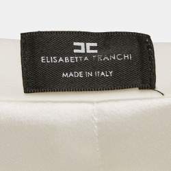 Pre Owned Elisabetta Franchi White Crepe Cape Detail Mini Dress S