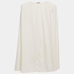 Pre Owned Elisabetta Franchi White Crepe Cape Detail Mini Dress S
