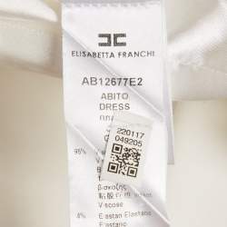 Pre Owned Elisabetta Franchi White Crepe Cape Detail Mini Dress S