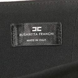 Pre Owned Elisabetta Franchi Black Organza Trim Crepe Flared High Rise Pants M