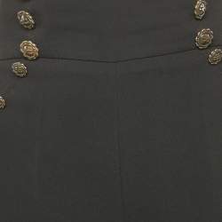 Pre Owned Elisabetta Franchi Black Organza Trim Crepe Flared High Rise Pants M