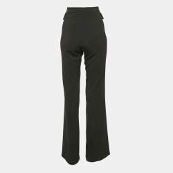 Pre Owned Elisabetta Franchi Black Crepe Zip Detail High Rise Trousers S