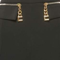 Pre Owned Elisabetta Franchi Black Crepe Zip Detail High Rise Trousers S
