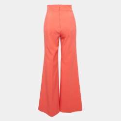 Pre Owned Elisabetta Franchi Pink Crepe Button Detail Flared Trousers M