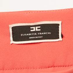 Pre Owned Elisabetta Franchi Pink Crepe Button Detail Flared Trousers M