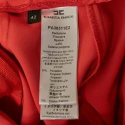 Pre Owned Elisabetta Franchi Pink Crepe Button Detail Flared Trousers M