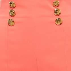 Pre Owned Elisabetta Franchi Pink Crepe Button Detail Flared Trousers M