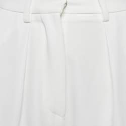 Pre Owned Elisabetta Franchi White Crepe Cargo Pants S