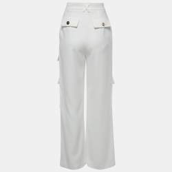 Pre Owned Elisabetta Franchi White Crepe Cargo Pants S