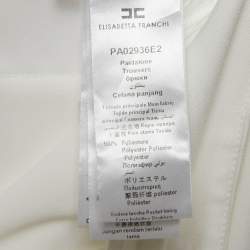 Pre Owned Elisabetta Franchi White Crepe Cargo Pants S
