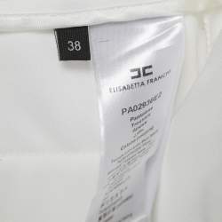 Pre Owned Elisabetta Franchi White Crepe Cargo Pants S