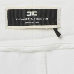 Pre Owned Elisabetta Franchi White Crepe Cargo Pants S