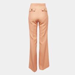 Pre Owned Elisabetta Franchi Orange Printed Crepe High Rise Trousers S