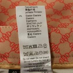 Pre Owned Elisabetta Franchi Orange Printed Crepe High Rise Trousers S