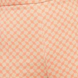 Pre Owned Elisabetta Franchi Orange Printed Crepe High Rise Trousers S