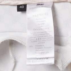 Pre Owned Elisabetta Franchi Cream Printed Crepe High Rise Trousers S