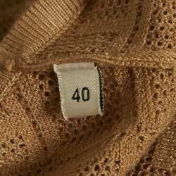 Pre Owned Elisabetta Franchi Brown Monogram Stretch Knit Bodycon Dress S