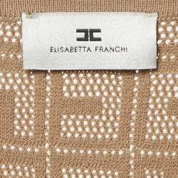Pre Owned Elisabetta Franchi Brown Monogram Stretch Knit Bodycon Dress S