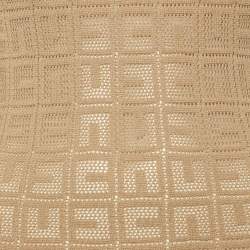 Pre Owned Elisabetta Franchi Brown Monogram Stretch Knit Bodycon Dress S