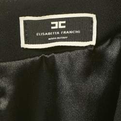 Pre Owned Elisabetta Franchi Black Crepe Lace Trim Flared Mini Dress M