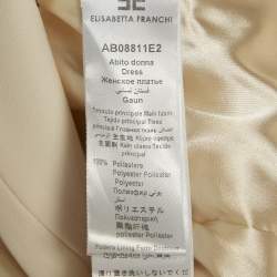 Pre Owned Elisabetta Franchi Beige  Crepe Lace Trim Flared Mini Dress M